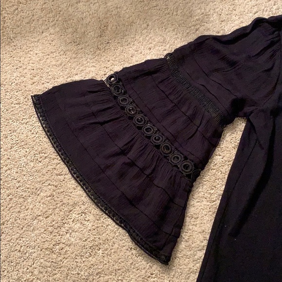 Black bell sleeve Anthropologie top - Picture 2 of 4